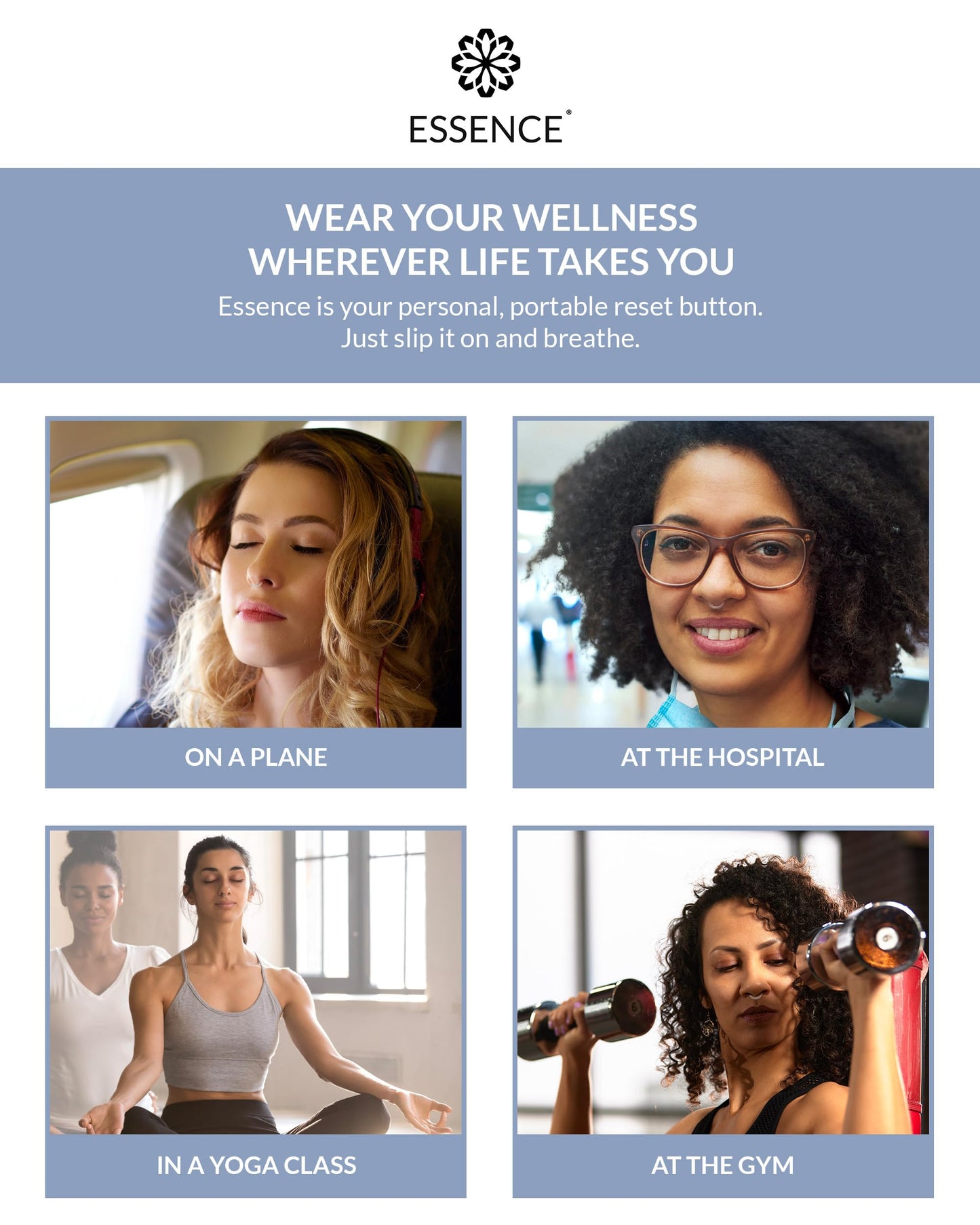 Essence Wearable Aromatherapy Nasal Diffuser – Energy Blend Essential Oil Nose Ring – Personal Scent Clip for Travel, Work & Everyday Use – Made in USA (3 Pack)