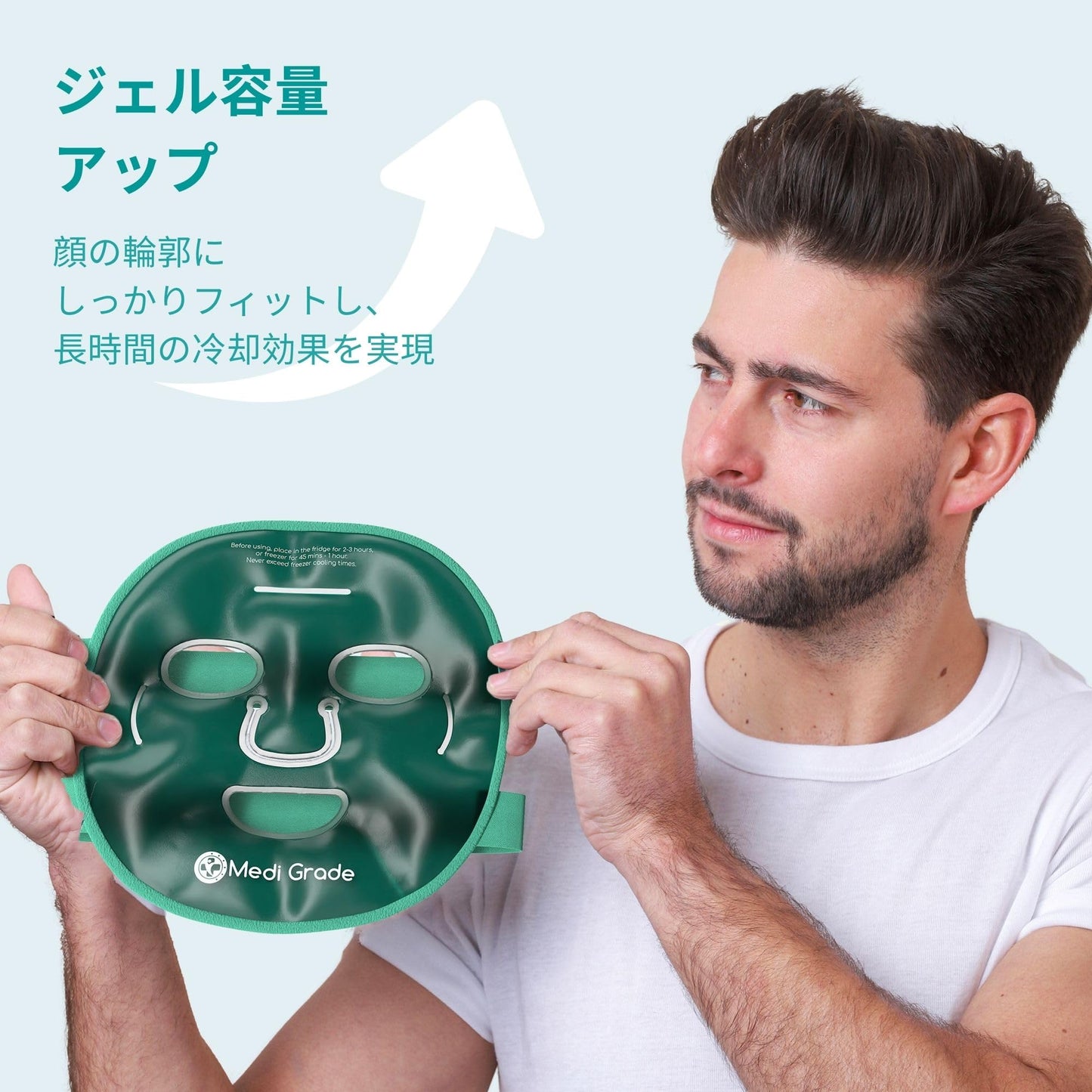 Medi Grade Cooling Ice Face Mask and Cooling Eye Mask for Puffy Eyes & Migraine Relief - Self Care Face Ice Pack with ChillGel Face Ice Mask Technology - Cooling Face Mask, Eye Pads and Bag