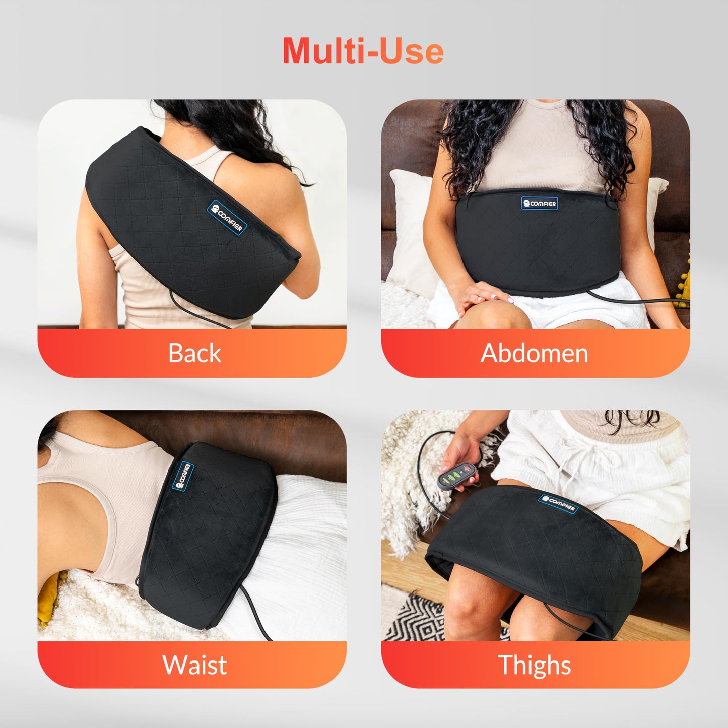 COMFIER Electric Heating Pad for Back Pain, Plug-in Vibration Lower Back Massager with Heat,Heat Pad with Auto Shut Off,Heated Waist Belt, Gifts for Women Men Mom Dad