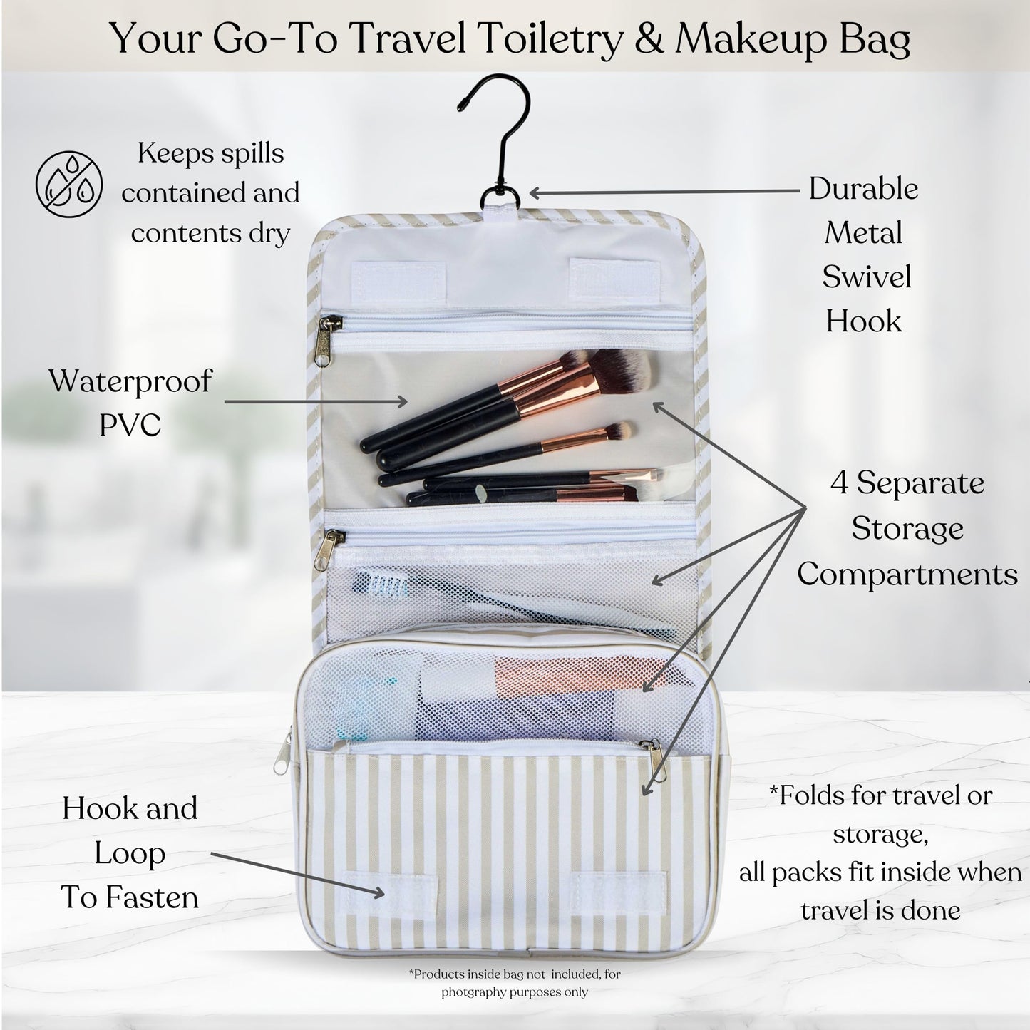 Foxy Traveler 9 Set Packing Cubes - Suitcase Organizer, Cute Packing Cubes, Travel Bags Organizer for Luggage with Hanging Toiletry and Shoe Bag, Travel Essentials for Women, Men and Kids -Stripe