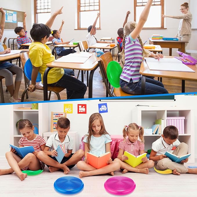 Jerify 4 Pcs Wiggle Seat Flexible Inflated Wobble Cushion Stability Balance Pad Balance Disc Sensory Seat for Men Women Fitness Physical Exercise Improving Posture Home Office