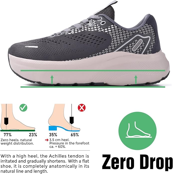 JACKSHIBO Wide Toe Box Shoes for Men Arch Support Shoes Wide Width Sneakers for Running Walking Athletic Tennis Orthopedic Plantar Fasciitis Workout with Thick Cushioned Zero Drop Sole