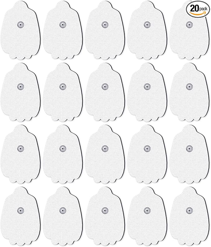 20-Pack TENS Unit Replacement Pads, Long-Lasting Snap Electrodes for 50 Times of Use per Pad, Latex-Free TENS Pads Set Compatible with TENS EMS Devices Using 3.5mm Button Lead Wires