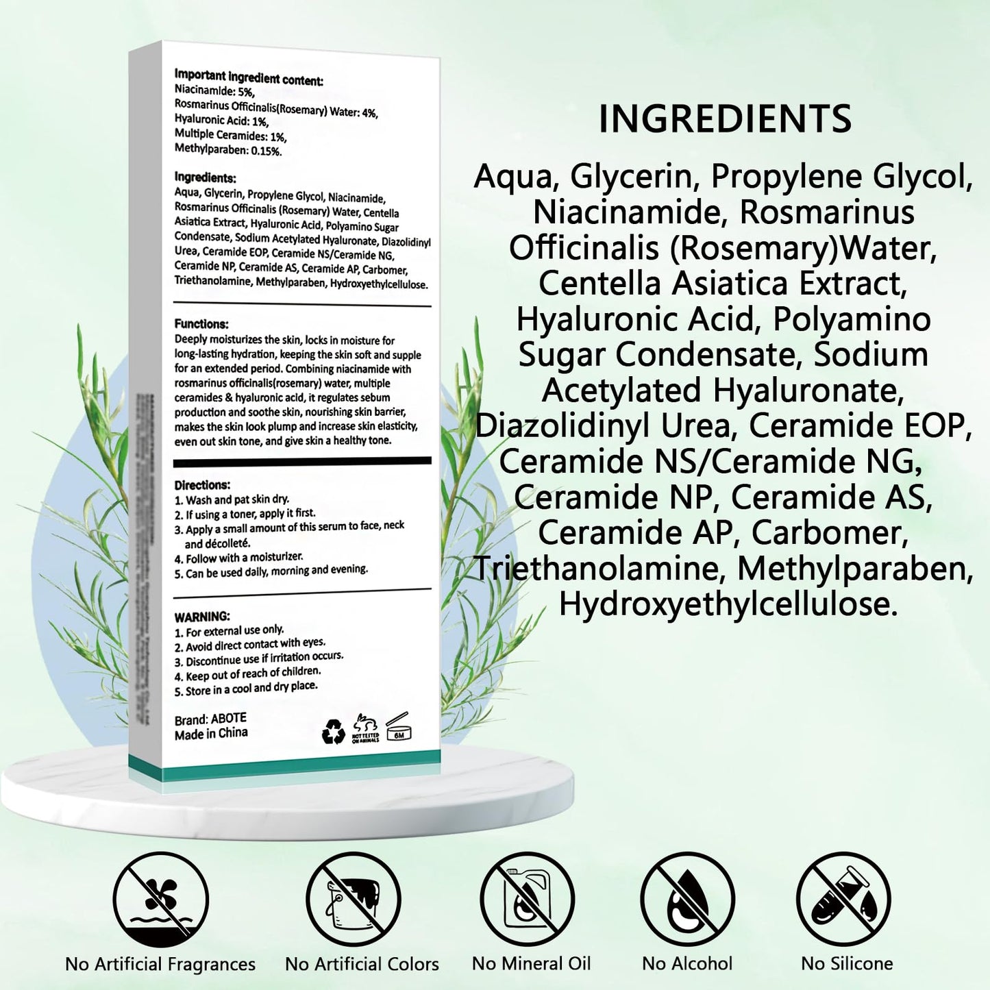 Travel Skincare 5% Niacinamide Serum with 4% Rosemary Extracts - Deep Hydration, Soothes Skin, Enhances Elasticity (3Pack 0.507 fl.oz | 15ml)