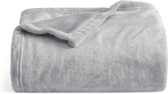 Bedsure GentleSoft Twin XL Fleece Blanket Dorm Bedding - Lightweight Soft Cozy Blankets for Bed, Sofa, Couch, Travel, Camping,Light Grey, 66"x90"