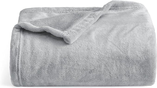 Bedsure GentleSoft Twin XL Fleece Blanket Dorm Bedding - Lightweight Soft Cozy Blankets for Bed, Sofa, Couch, Travel, Camping,Light Grey, 66"x90"