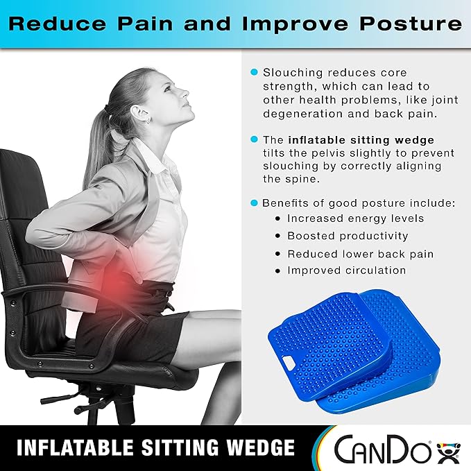 CanDo Sitting Wedge Active Seat Wobble Cushion for Posture, Back Pain, Stress Relief, Restlessness, and Anxiety - Adult Size, 14" x 14"
