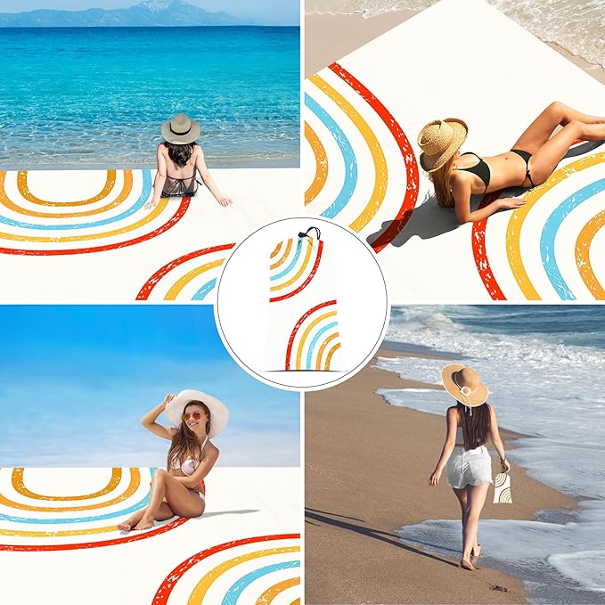 Beach Blanket, Waterproof Sandproof Beach Mat, 78''×86'' Lightweight Outdoor Picnic Blanket for Travel, Camping, Hiking