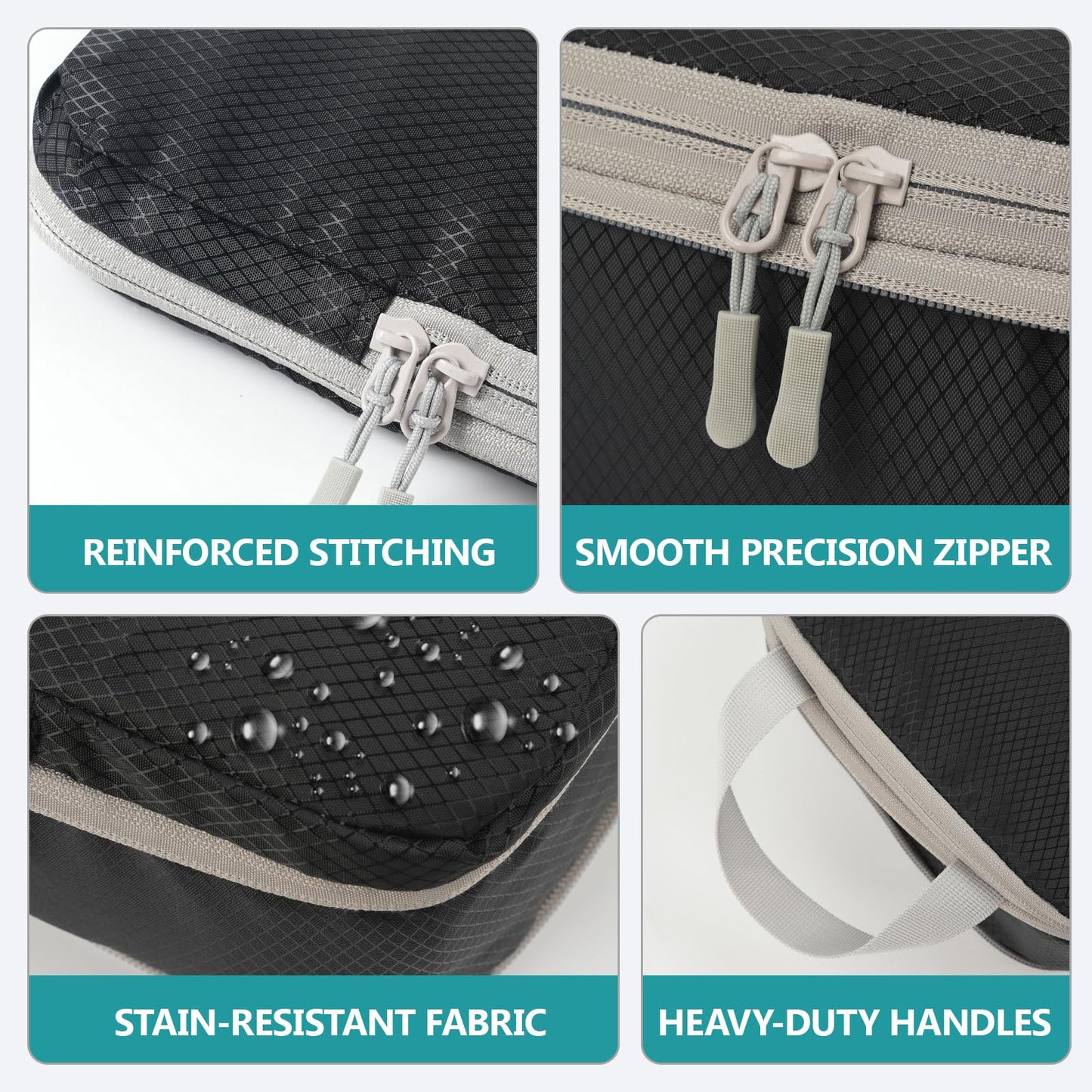 Compression Packing Cubes for Travel, 4 Set Suitcase Organizer Bags for Luggage, Lightweight Luggage Organizer Bags, Travel Cubes for Carry on，Black