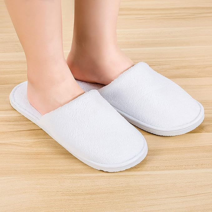 AhfuLife Spa Slippers 10 Pairs of Hotel Slippers 2 Sizes, Disposable Closed-Toe Slippers for Guest, House Slipper Non-slip Unisex for Wedding, Party, Travel, Bedroom