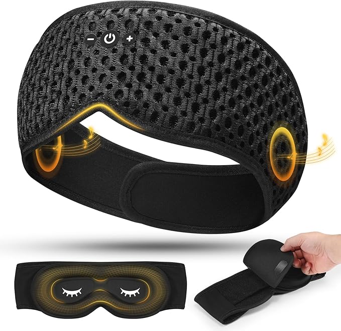 Bluetooth Sleep Mask HF016 Sleep Headphones with Detachable & Washable 3D Contoured Eye Mask, Integrated Adjustable Hook-and-Loop Eye Masks for Sleep, Perfect for Men/Women/Teens Sleep Gifts