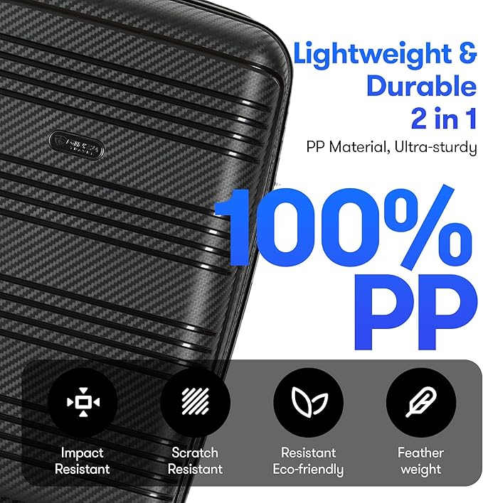 3 Piece Expandable Luggage Sets PP Hardshell Lightweight Suitcase sets with Spinner Wheels STSA Lock, 20/25/29inch, Black