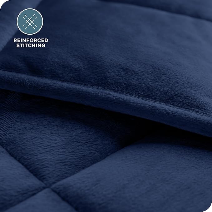 Bare Home Weighted Blanket King Size 30lb (80" x 87") for Adults - Minky Fleece - Premium Heavy Blanket Nontoxic Glass Beads (Dark Blue, 80"x87")