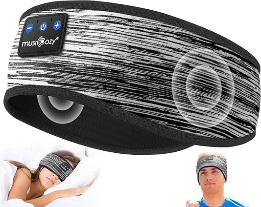 MUSICOZY Sleep Headphones Bluetooth 5.4 Headband, Wireless Earphones Music Sleep Earbuds Sleeping Eye Mask with HD Stereo Speakers for Workout Running Travel Yoga, Ideal Gifts for Women Men