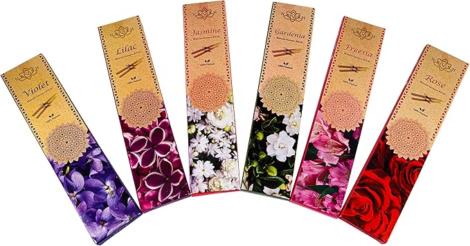 NAQSH Incense Sticks with Wooden Burner Natural Relaxing | Aromatherapy Incense for Air Purifier, Mind & Spirit & Ritualistic Fragrance | Gift Set (Set of 6 Packs - Total 120 Sticks) (Assorted 6)