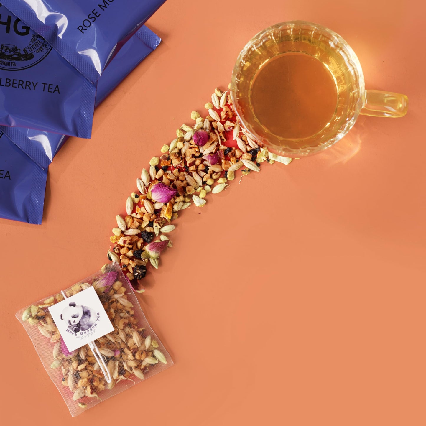 Rose Mulberry Herbal Tea Gift Set – Caffeine-Free Fruit Tea for Immunity, Relaxation, and Wellness | 20 Bags + 100g Rock Sugar | Natural Ingredients | Elegant Holiday Gift Box for Women, Mom, Friends