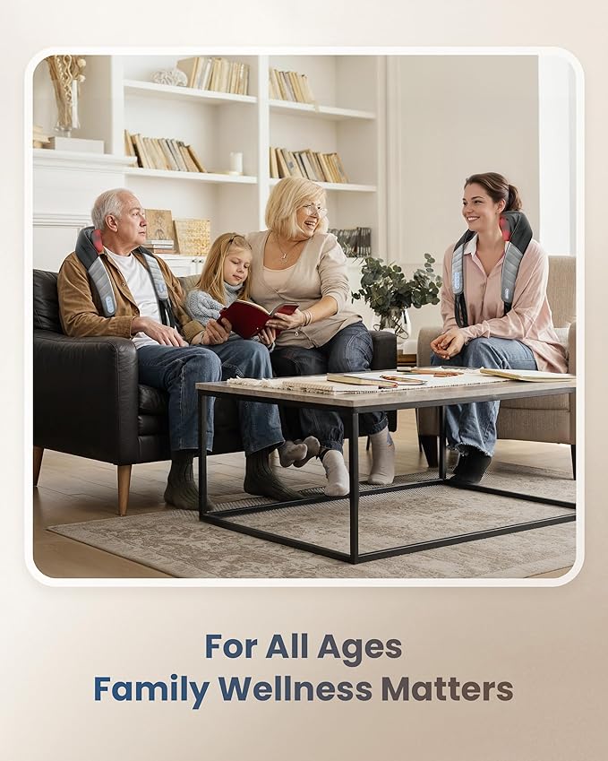 COMFIER 4D Neck Massager for Pain Relief Deep Tissue,Hands-Free Massager for Neck and Shoulder Pain, Wireless Back Massager with Storage Bag, Gift for Mom Dad Women Men