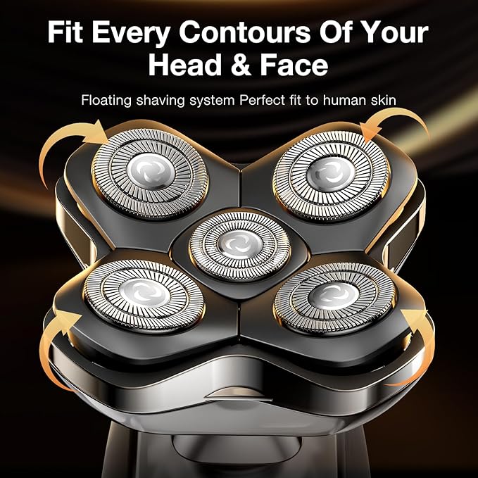 5D Head Shavers for Bald Men - 6 in 1 kensen Upgraded Magnetic Head Body Shaver for Mens, Wet/Dry Bald Head Shavers for Men IPX6 Waterproof LED Display with USB-C Charge Head Razors for Bald Mens Gift