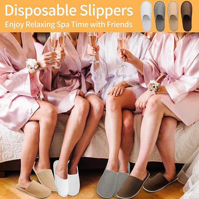 30 Pairs House Slippers Non Slip Disposable Washable Reusable Closed Toe Hotel Slippers for Guests Spa Travel Home Indoor Wedding Party