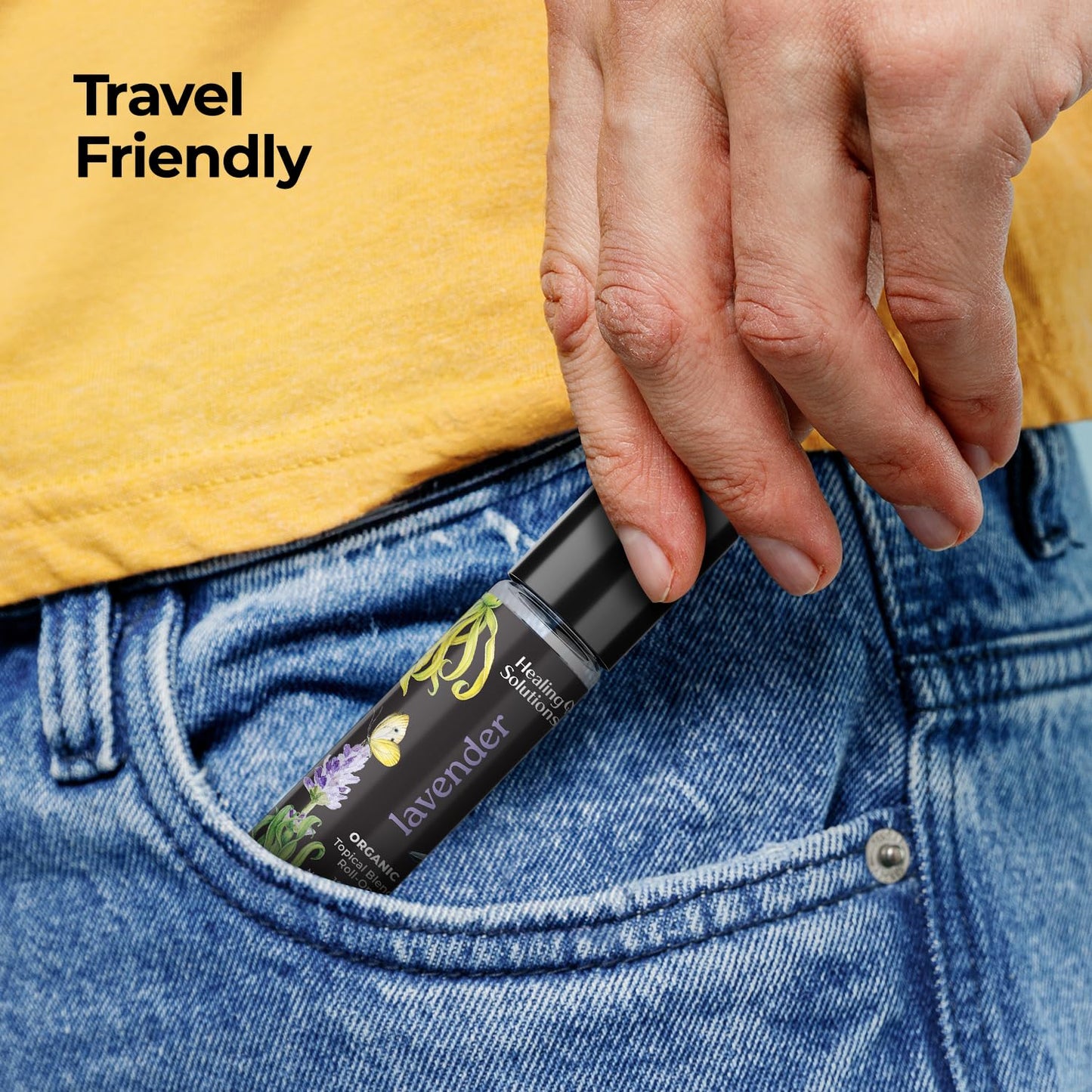 Healing Solutions Lavender Essential Oil Roll-On (2-Pack) - USDA Organic Calming Essential Oil Roller for Sleep & Skin