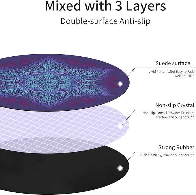 Round Meditation Pilates Yoga Mat Luxury Suede Large Yoga Mat Natural Rubber Non-Slip Base is ery Suitable for Meditation, Stretching, Yoga Environmental Protection, Fitness Exercise, Home and Outdoor. 140CM Diameter