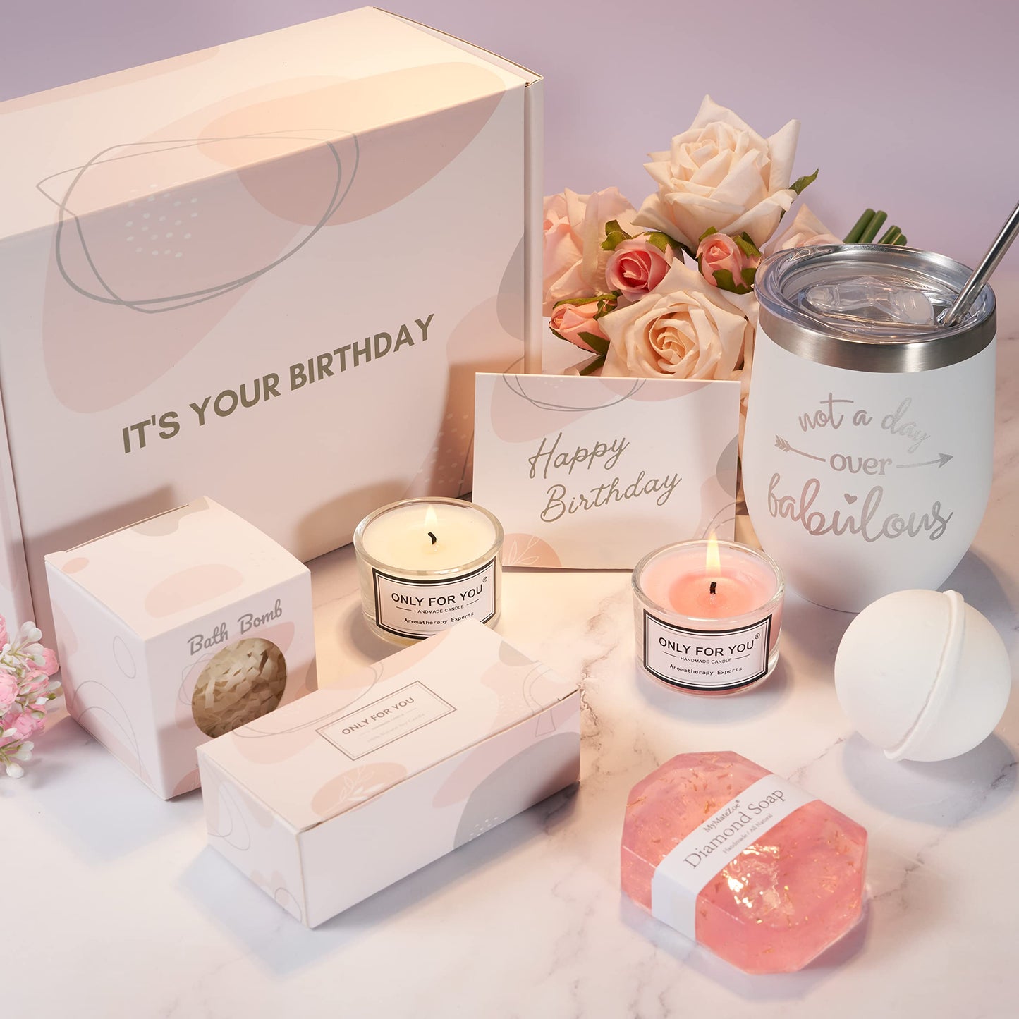Birthday Gifts for Women - Surprise Her with Unique Spa Gift Baskets Set for Mom Sister Ladies Female Friends and Best Friend - Happy Bday Boxes Ideas for Woman