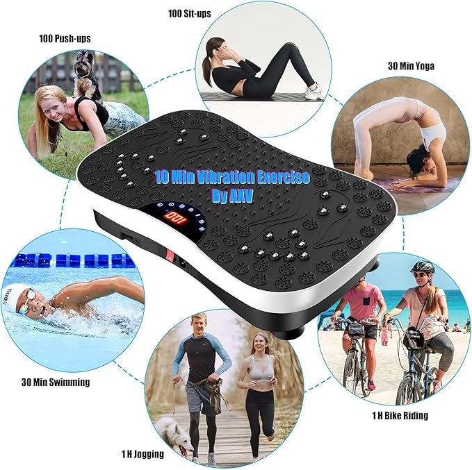 AXV Vibration Plate Exercise Machine Whole Body Workout Portable Mini Vibrate Fitness Platform Lymphatic Drainage Machine for Weight Loss Shaping Toning Wellness Home Gyms Workout (Mini)