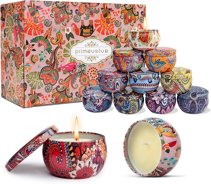 Scented Candles Gift Set for Women, 12 Pack 2.5 Oz Soy Wax Travel Tin Aromatherapy Candles for Home Scented, Perfect for Birthday, Christmas, Stress Relief, Spa, Bath, and Home Decor