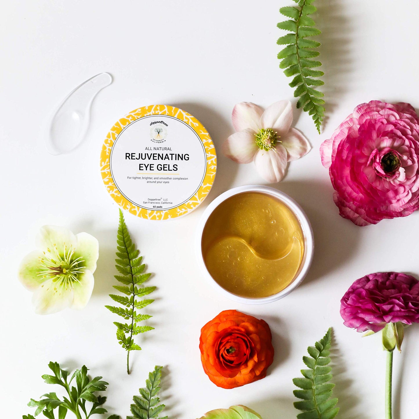 Doppeltree All Natural Caffeine Under Eye Patches & Hydrogel Masks (60 Pads) - Anti Aging Treatment for Crow Feet, Puffiness, Wrinkles, Dark Circles- Formulated in San Francisco