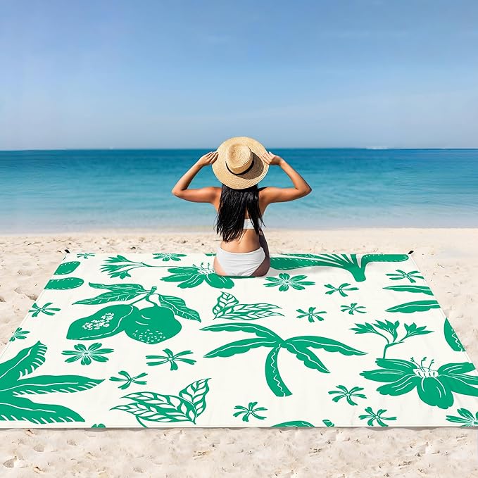 Beach Blanket, Waterproof Sandproof Beach Mat Lightweight Outdoor Picnic Blanket for Travel, Camping, Hiking