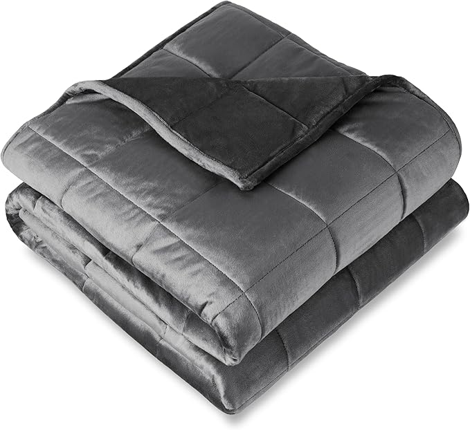 Bare Home Weighted Blanket Full or Queen Size 15lb (48" x 72") for Adults - Minky Fleece - Premium Heavy Blanket Nontoxic Glass Beads (Grey, 48"x72")