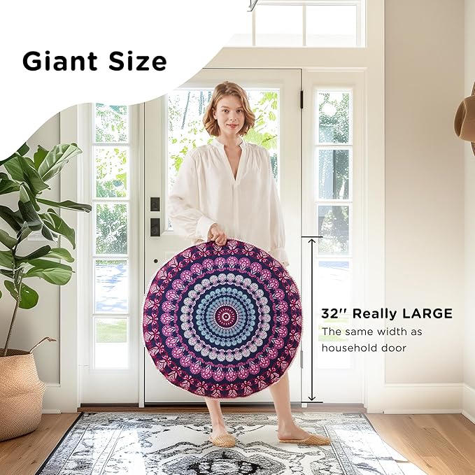 Codi 32 Inch Round Floor Pillow, Large Meditation Pouf Cushion , Memory Foam Stuffer Circle Throw Pillows - (Purple Orchid, 1 Count (Pack of 1))