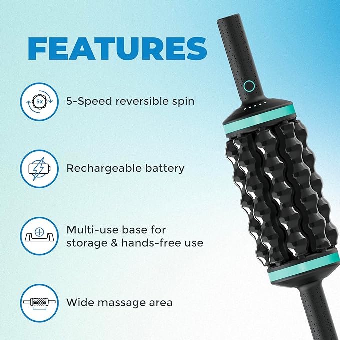 Chirp RPM Rolling Percussive Massager for Ultimate Neck & Headache Relief - Whole Body Rejuvenation, Deep Tissue Therapy, Hands-Free Base, Rechargeable - Mint 4"