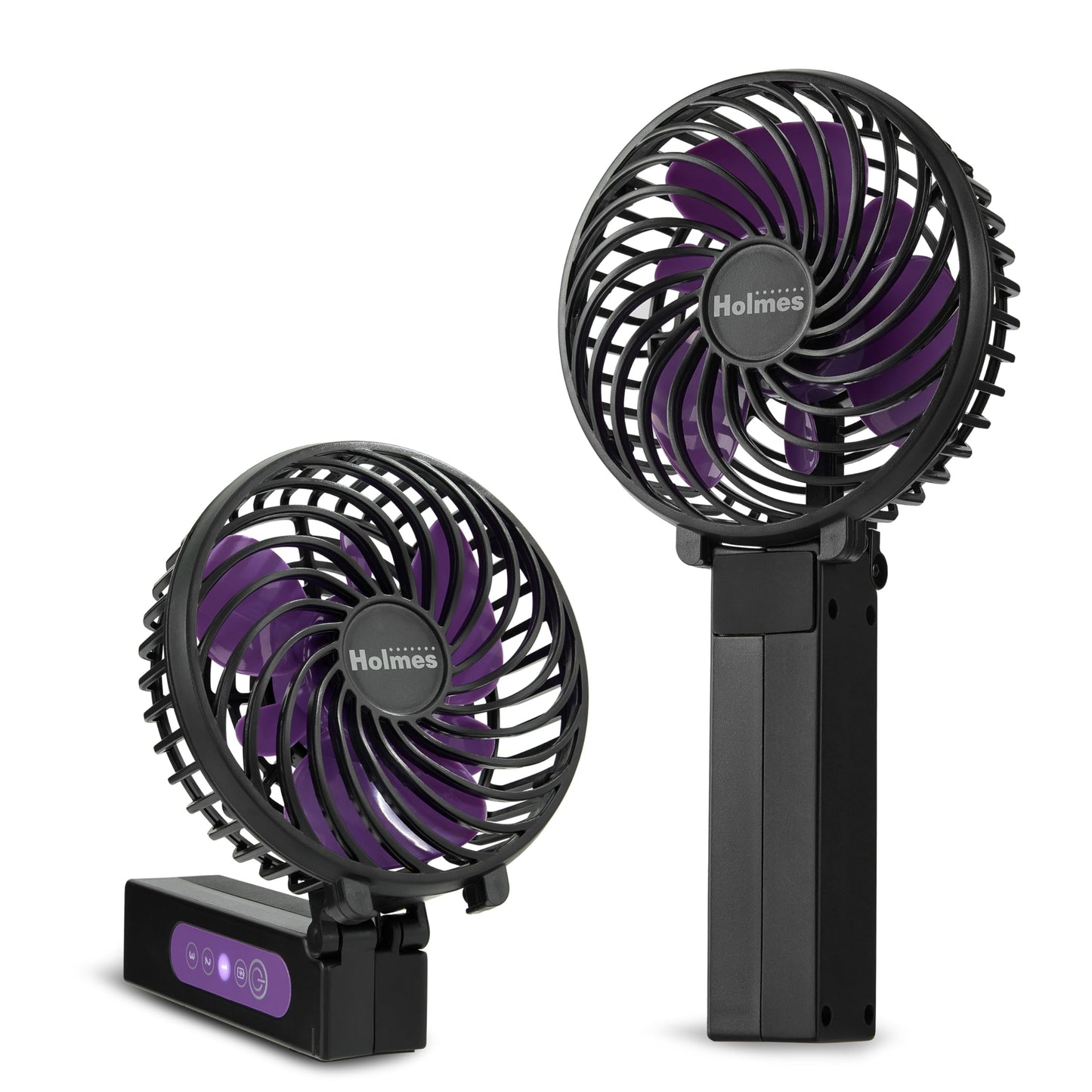 Holmes 4" Portable Handheld Fan – 3 Speeds, Rechargeable, USB-C, 180° Adjustable, Lightweight, Compact, for Home, Office, Travel – Black, 1-Year Limited Warranty