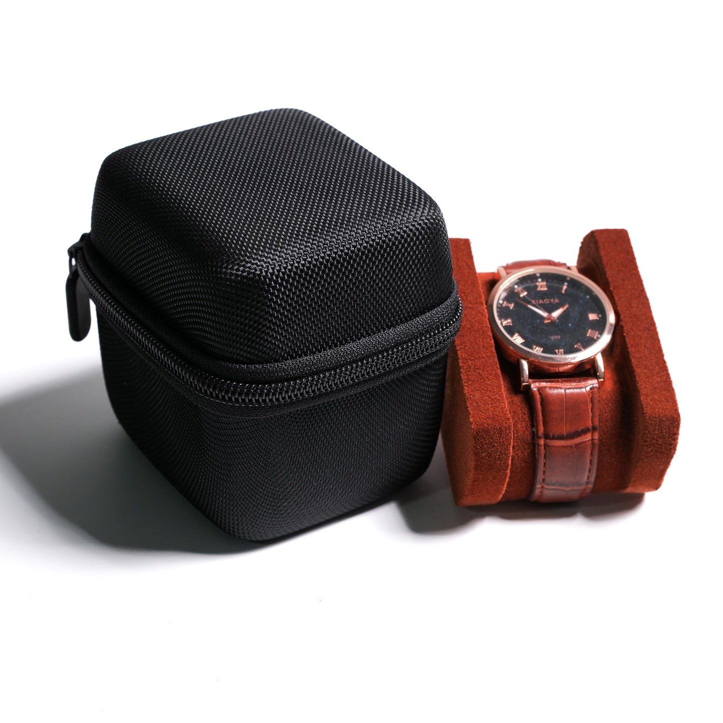 AMZSAFE single watch travel case, hard watch case with/compartment for jewelry organizer, rings bracelet cufflink organization