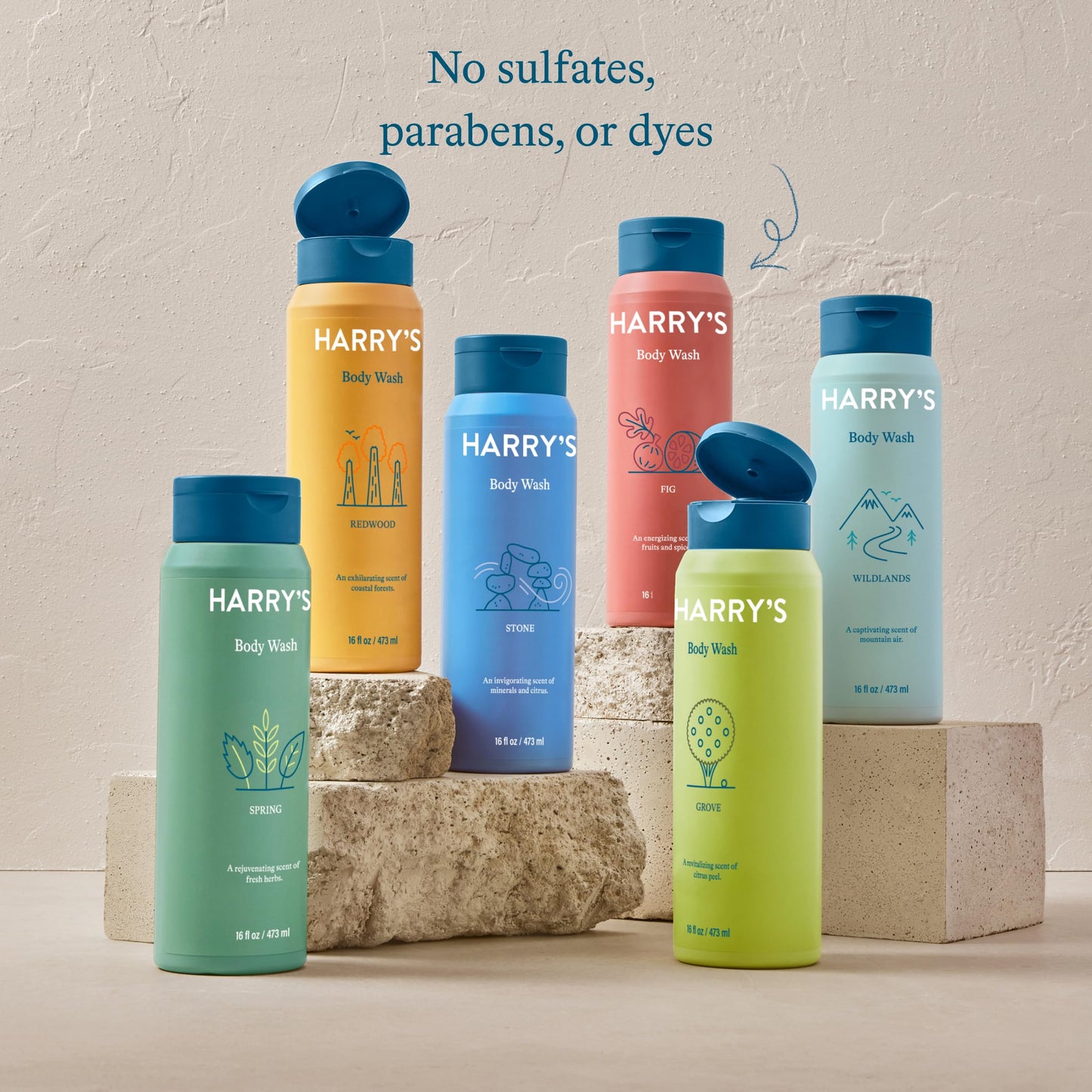 Harry's Body Wash Shower Gel for Men - Spring Scent - (3 Pack) 16 fl oz - Cleanses Skin During the Shower - No Parabens, Sulfates, or Dyes