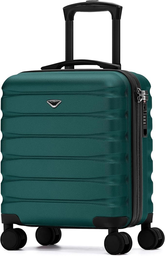 Carry On Suitcase Hardside Built In TSA Lock & USB Port Silent Double Spinner Wheels Maximum Underseat Carry-On Bag For American & United Approved Airlines( 18x14x8" ,Forest Green )