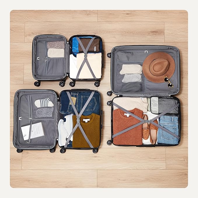 Amazon Basics 3-Piece Set (21", 26", 30"), Hardshell Suitcases With Wheels, Expandable For Up to 25% More Space, With Scratch-Resistant Surface, Four Multi-directional Wheels, Navy Blue