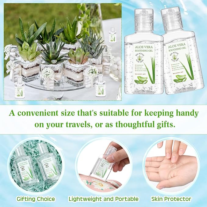 12 Pcs Mini Aloe Vera Gel Bulk for Christmas Wedding Party 1oz Soothing Moisture Aloe Gel Bulk Travel Size for Thank You Gifts Christmas Favors Wedding Party(Aloe Vera)