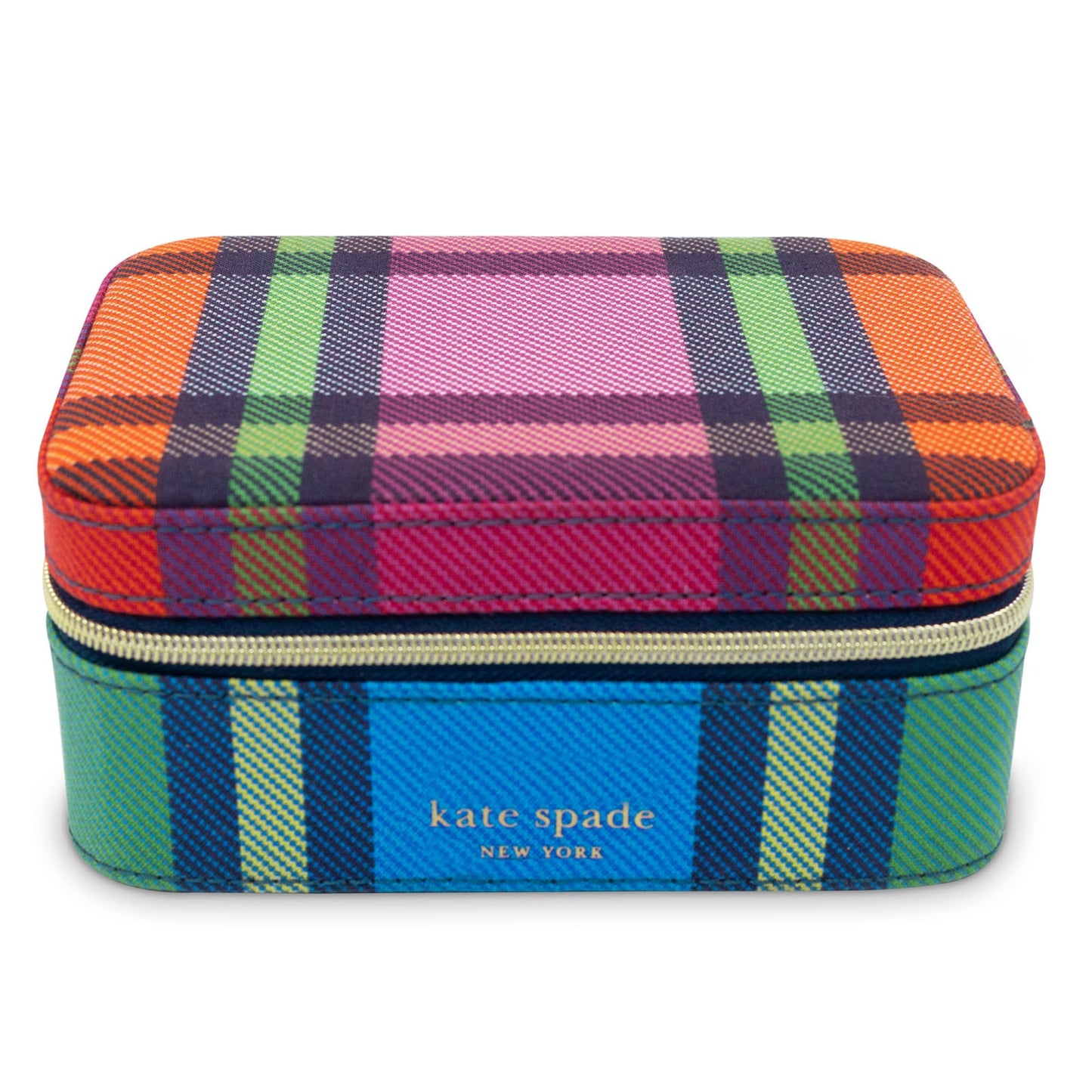 kate spade new york Black Travel Jewelry Case, Small Jewelry Box to Organize Rings, Necklaces, Earrings, Grand Plaid Duo