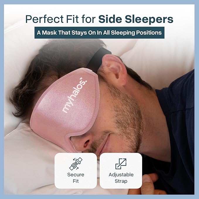 MyHalos® Sleep Mask - Eye Masks for Sleep - 100% Blackout Sleeping Mask for Women, Men & Side Sleepers - 3D Sleeping Eye Mask for Zero Pressure - Award Winning Design, Eyelash Friendly & Breathable