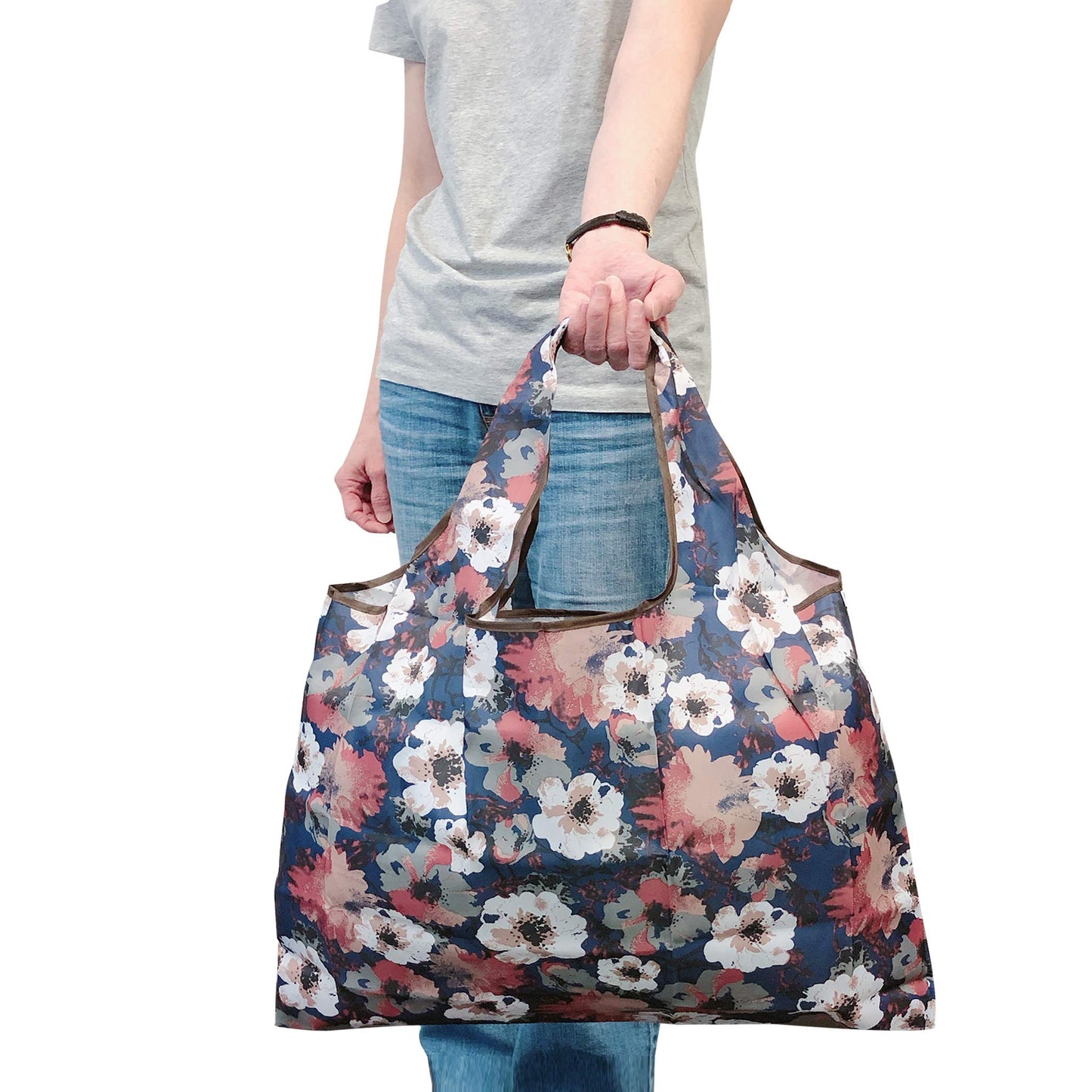 allydrew Large Foldable Tote Nylon Reusable Grocery Bag, Moon & Stars