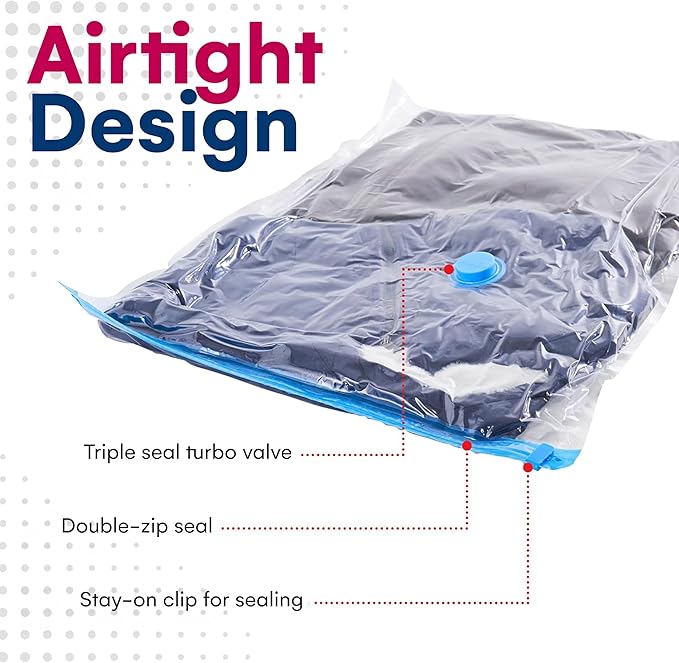 20 Pack Variety Vacuum Storage Bags for Comforters, Blankets & Clothes – Vacuum Sealed Compression Bags with Hand Pump – Space Saver Storage Bags for Bedding, Moving, Travel & Organization (10S & 10M)