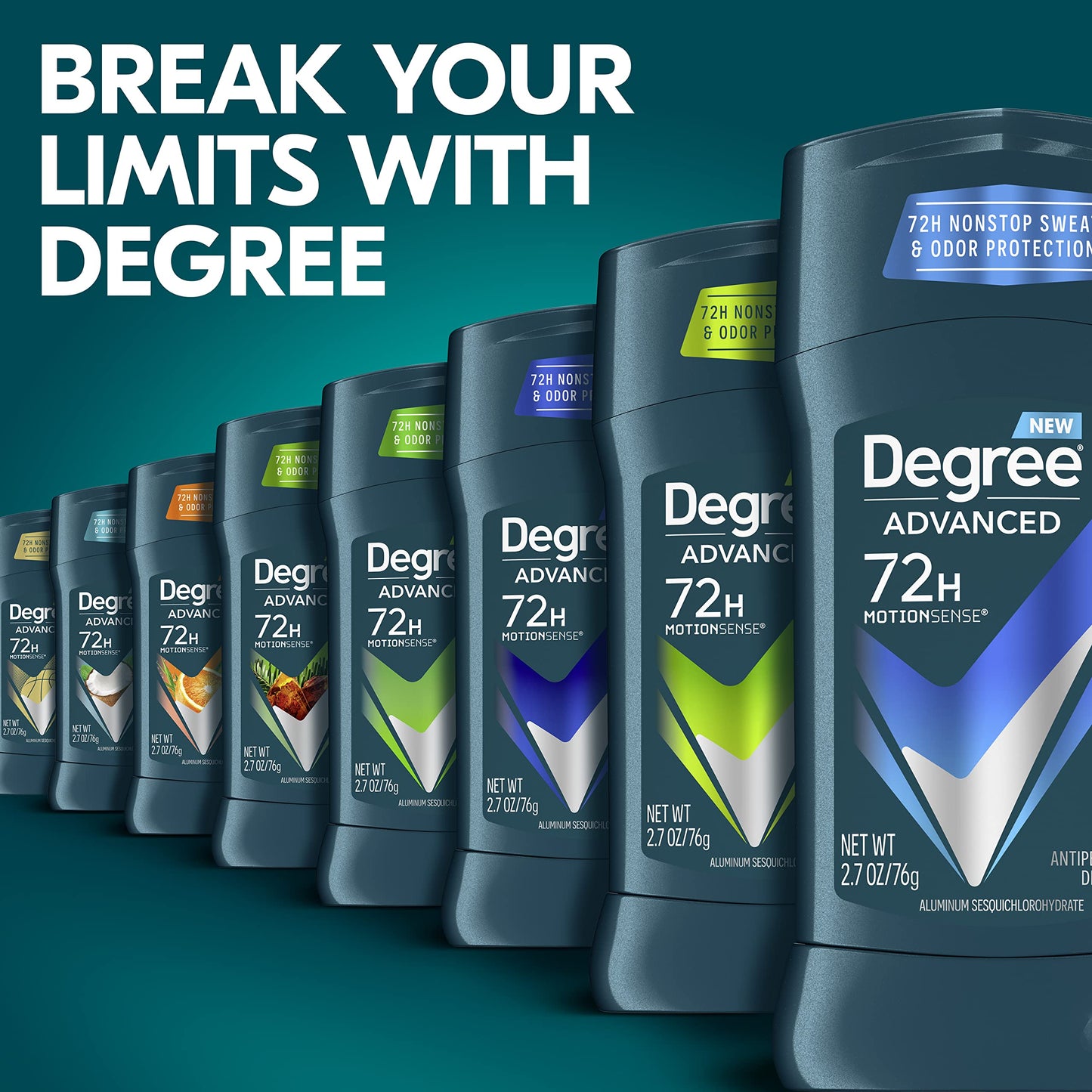 Degree Men Advanced Protection Antiperspirant Deodorant Cool Rush 4 count 72-Hour Sweat and Odor Protection Antiperspirant For Men With MotionSense Technology 2.7 oz