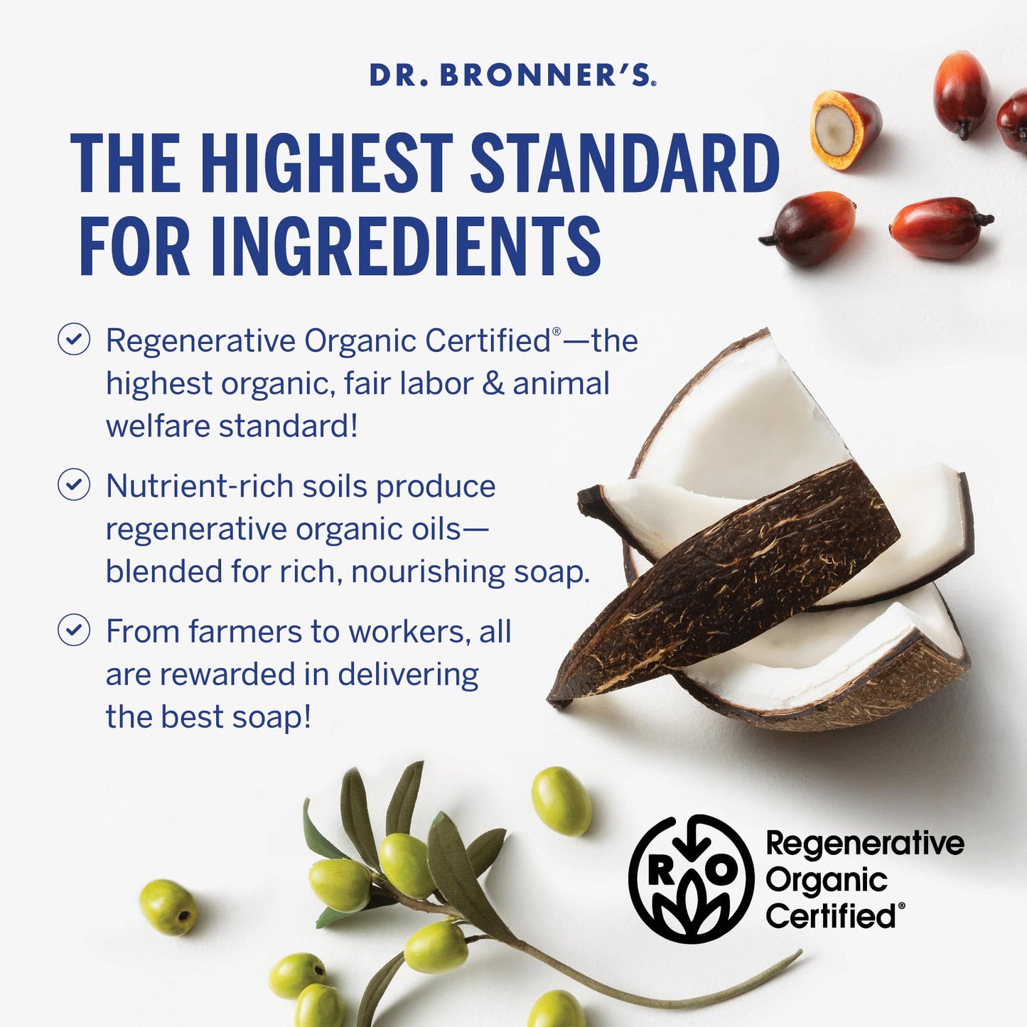 Dr. Bronner's Pure-Castile Magic Bar Soaps (Peppermint, 5oz, 2-Pack) – Made with Regenerative Organic Certified Oils, Soap Bars for Men & Women, Gentle for Face & Body, Vegan, Non-GMO