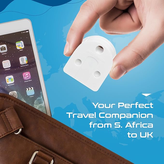 Ceptics GP-SA-UK South Africa to UK Grounded Plug Adapter (250V - Max 13A), White