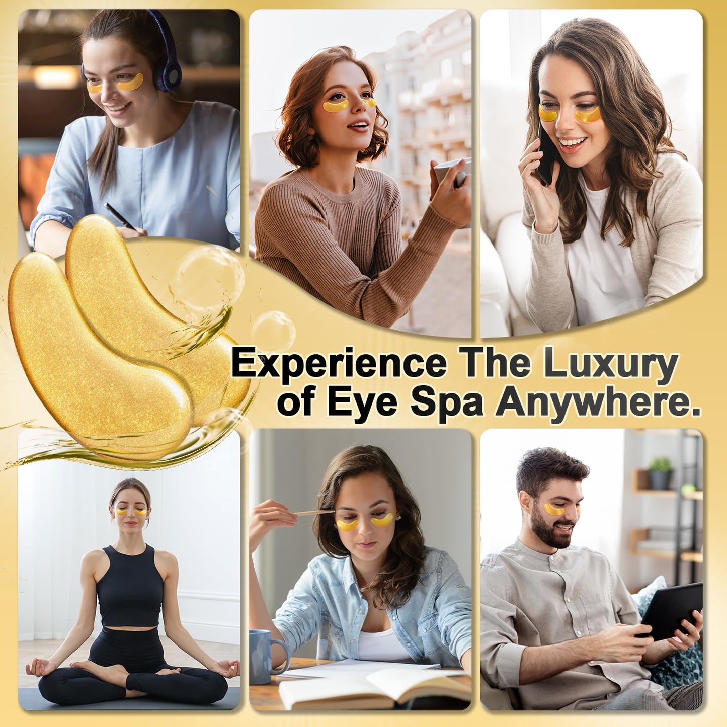 Tibobo Under Eye Patches (25 Pairs) - 24K Gold Eye Masks Enriched with Abundant Collagen | Diminish Dark Circles and Puffiness | Anti-Aging, Smooth Fine Line, Nourish Skin - Gifts for Women Skin Care