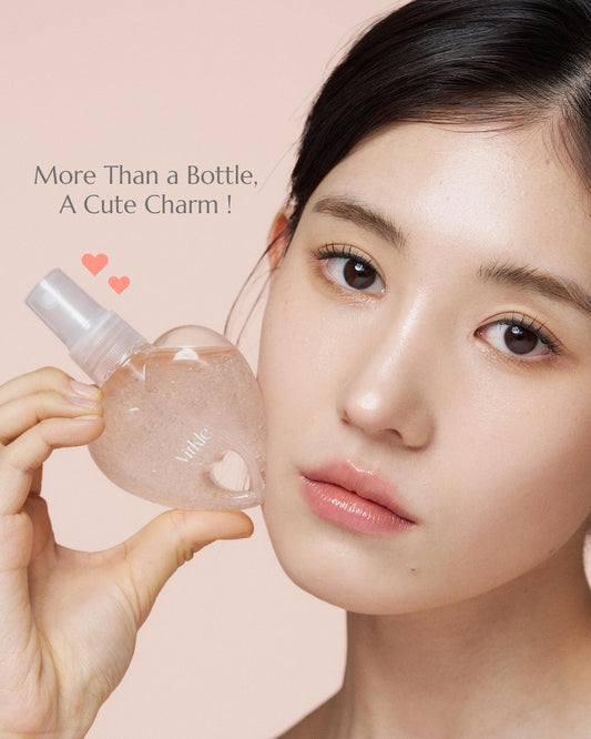 Vitkle Heart Shape Clear Keychain Refillable Bottle - Korean Travel Portable Mini Spray Container for Face Mist Serum Toner Skincare Products, 1.69 fl.oz.