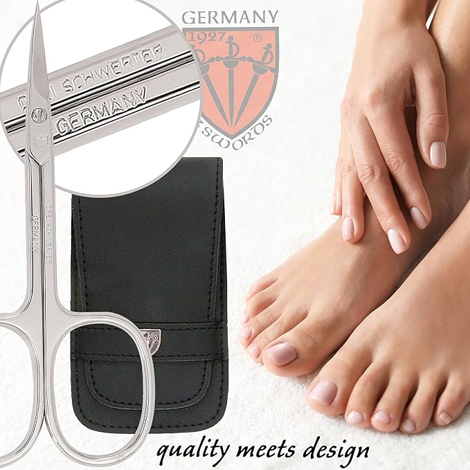 3 Swords Germany - brand quality 6 piece manicure pedicure grooming kit set for professional nail care with genuine leather case - Made in Germany