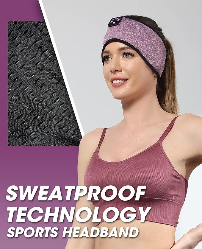 Bluetooth Headband Headphones, Sleep Headphones for Side Sleepers - Sleeping Comfortable with Thin Speaker Microphone Handsfree Best Gift Ideas Women Men